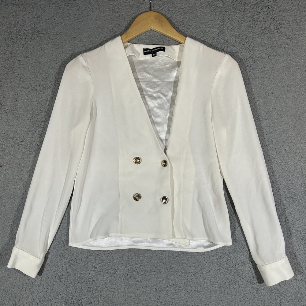 Allen Schwartz Drape-front Double-breasted Top Women's XS Off-White #3866